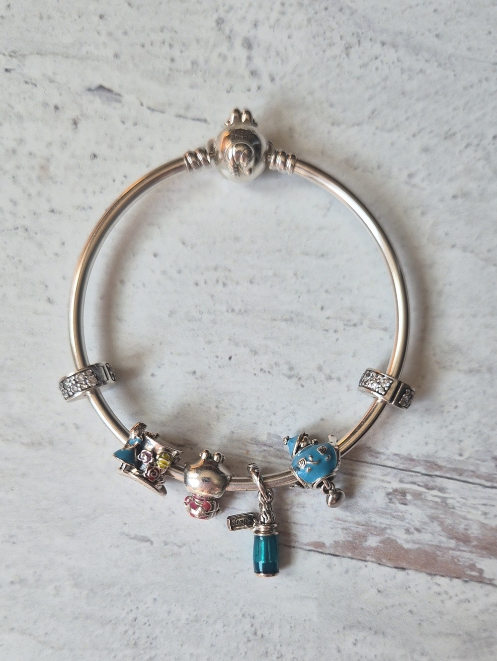 disney pandora alice in wonderland bracelet + charms - Picture 2 of 5